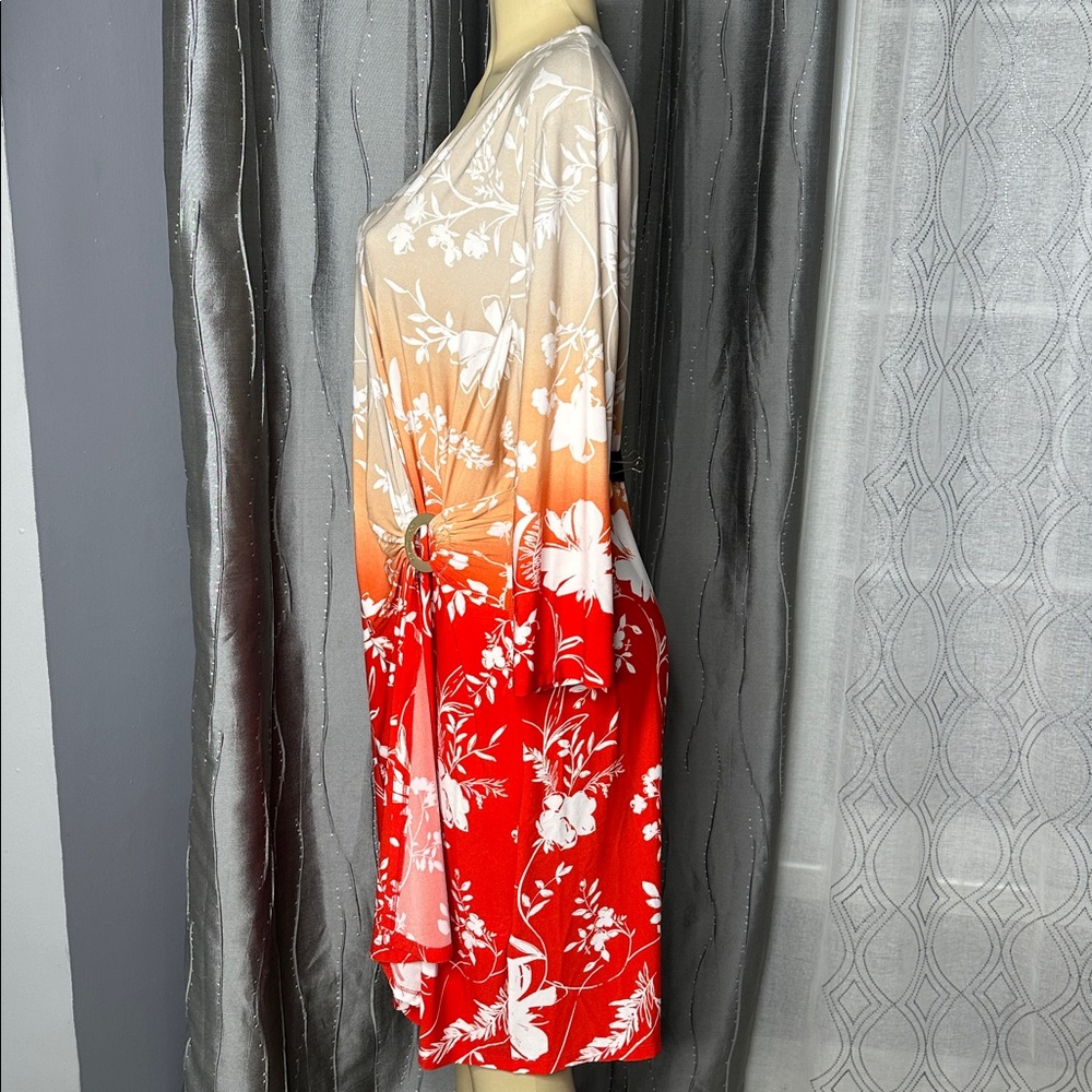 Calvin Klein Women’s Sz 1X Cream Orange Floral   Fabric Label - Picture 3 of 7